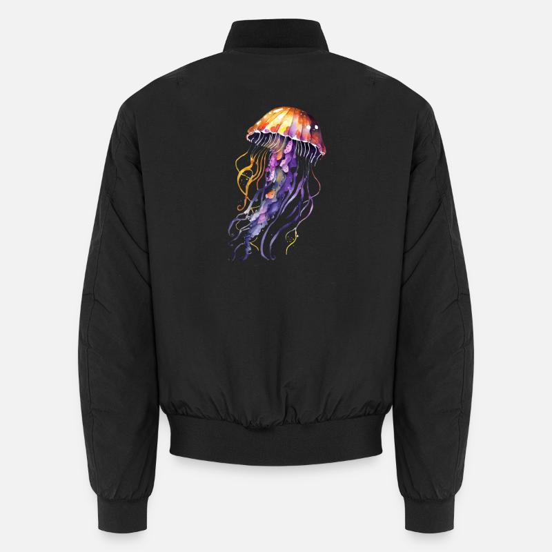 Aquarelle de méduse - Bomber unisexe - noir