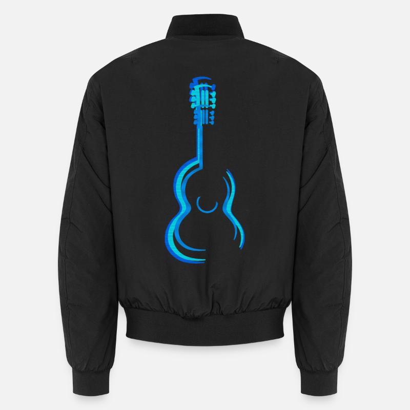 Blue Acoustic Classical Guitar Graphics Unisex Bomber Jacket