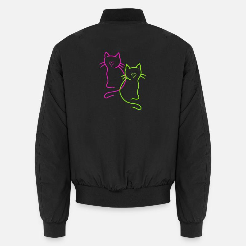 Retro Katzen Herz - Unisex Bomberjacke - Schwarz