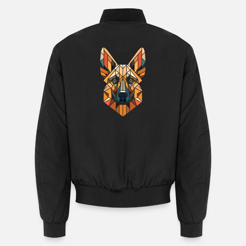 Malinois head geometric art, polygon art Unisex Bomber Jacket