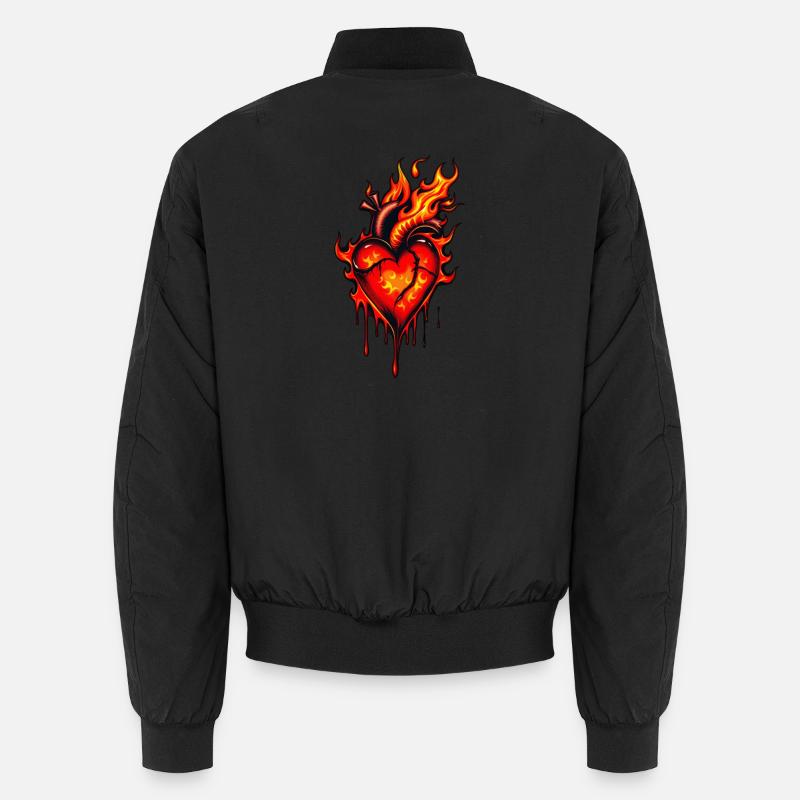 Flammendes Herz. Unisex Bomberjacke