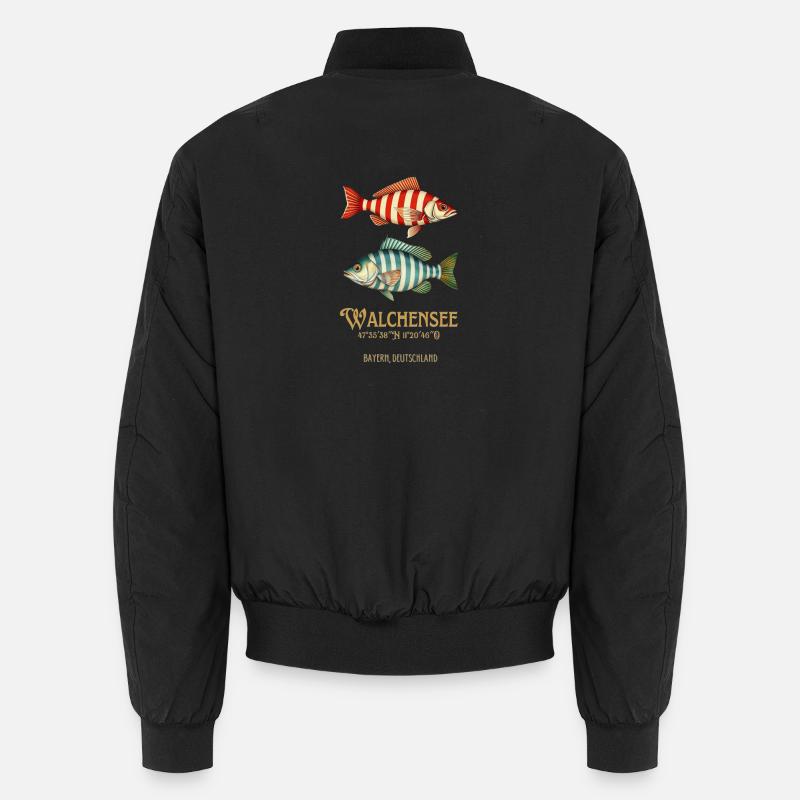Walchensee Germany nautical striped fish Unisex Bomber Jacket