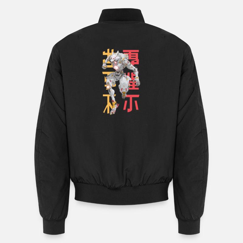 Futuristischer Wolf Mecha-Design - Unisex Bomberjacke - Schwarz