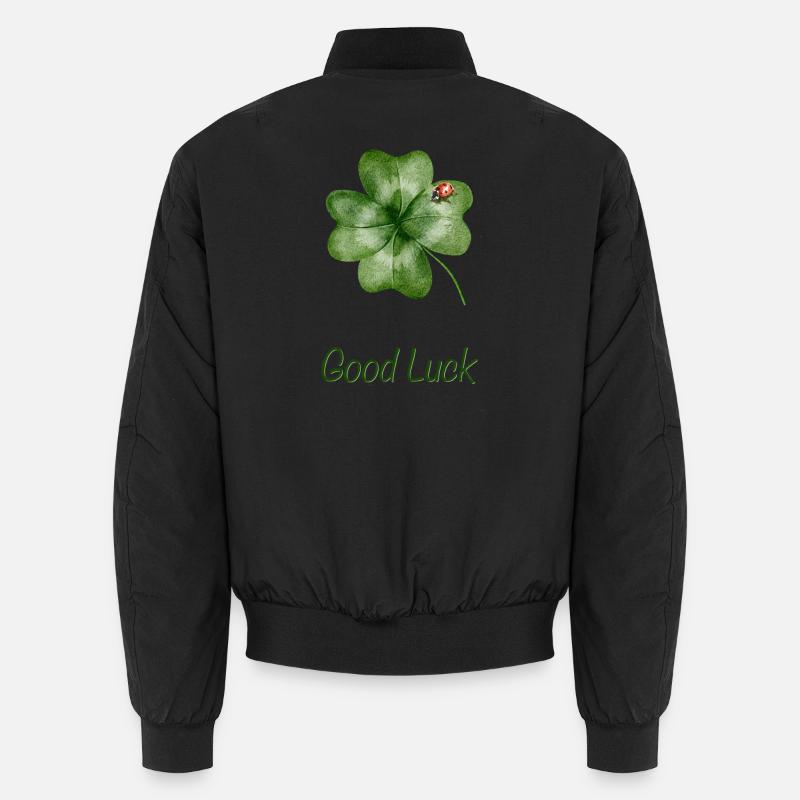 Good Luck – Kleeblatt mit Marienkäfer Unisex Bomberjacke