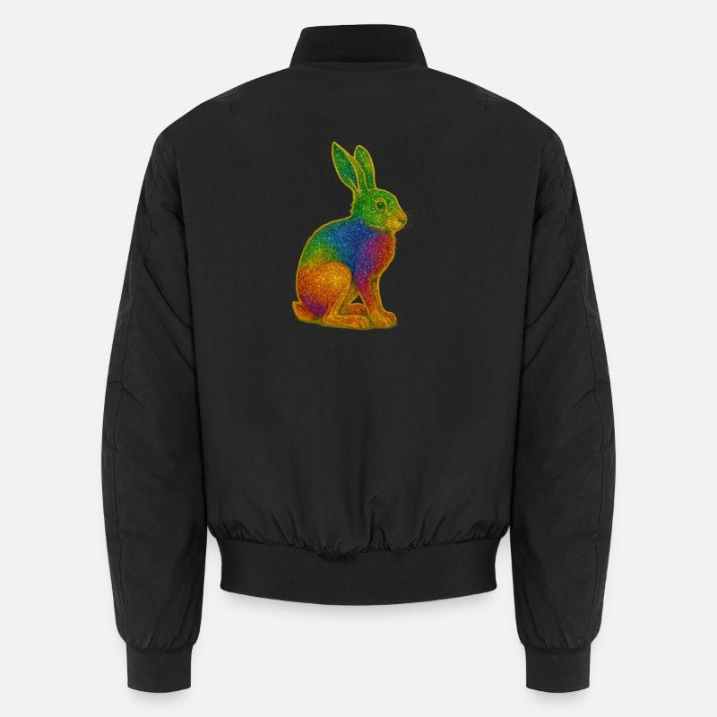 Regenbogen Hase mit Glitzereffekt - Unisex Bomberjacke - Schwarz