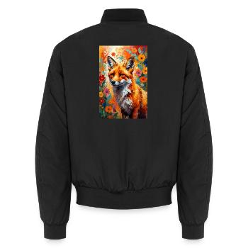 Fuchs Blumen abstrakt Fuchsliebhaber Geschenk  - Unisex Bomberjacke - Schwarz - Hinten - AI Model Male 185 light (185cm)