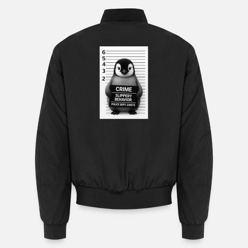 Penguin in the interrogation – Slippery on it Unisex Bomber Jacket