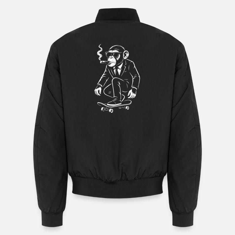 Dapper Monkey on Skateboard Unisex Bomber Jacket