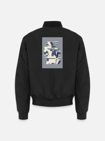 Blue Robot Warrior - Unisex Bomber Jacket - black