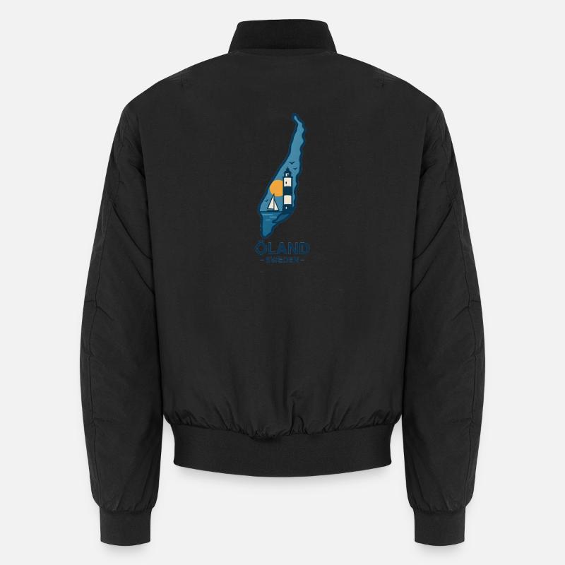 Öland Lighthouse and Sunset - Unisex Bomber Jacket - black