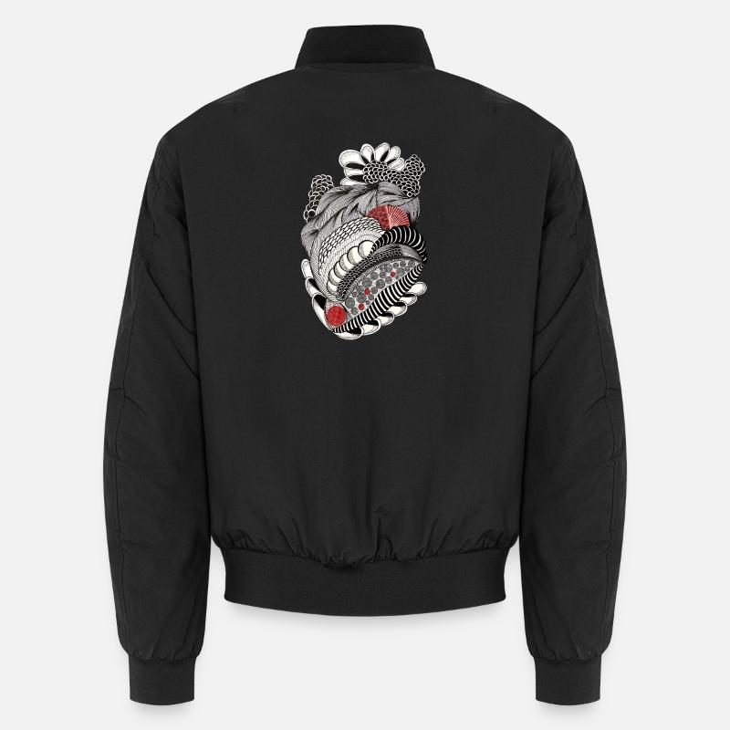 Black and white doodle with red accents Unisex Bomber Jacket