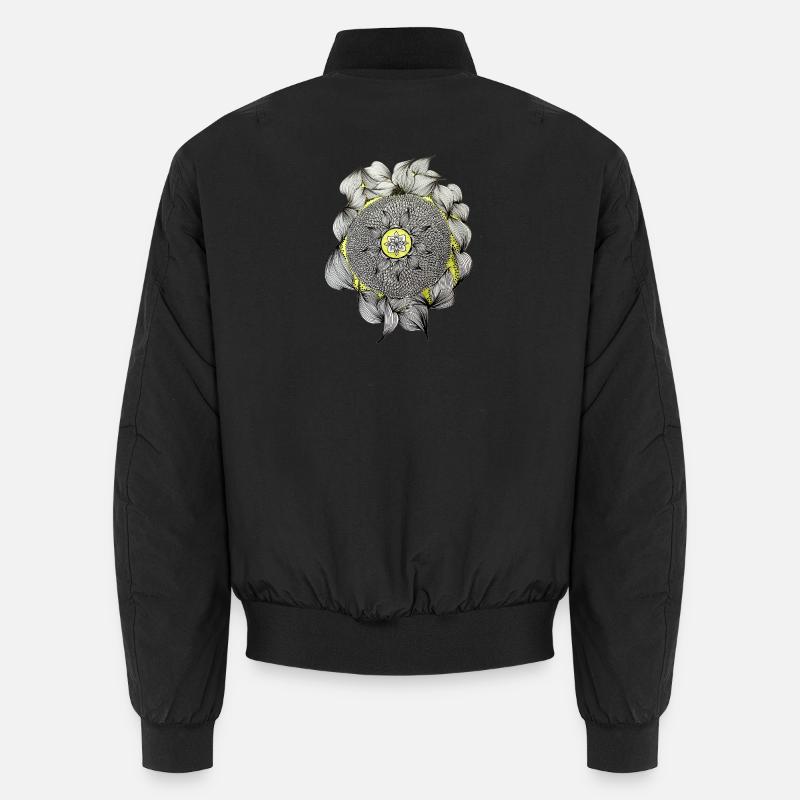 Fleur de mandala avec un accent jaune magique Bomber unisexe