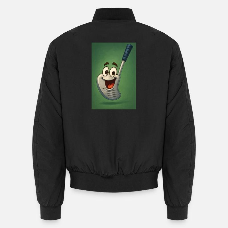 Happy Golf Club with Face - Unisex Bomber Jacket - black
