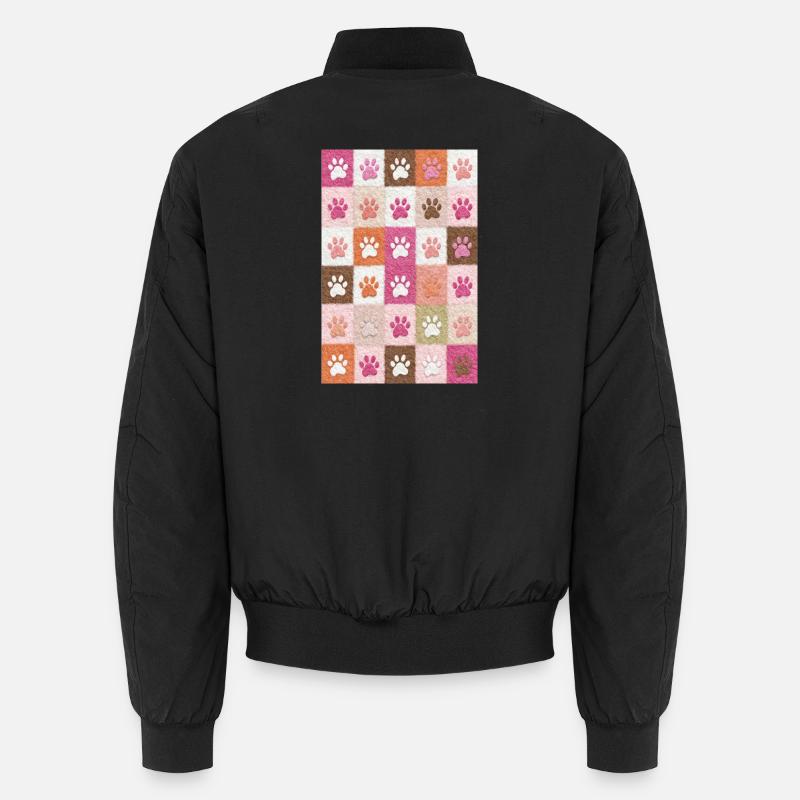 Pfotenabdruck-Patchwork-Plüschfelder Unisex Bomberjacke