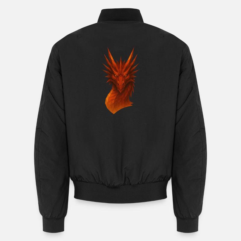 Flaming Lowpoly Dragon Unisex Bomber Jacket
