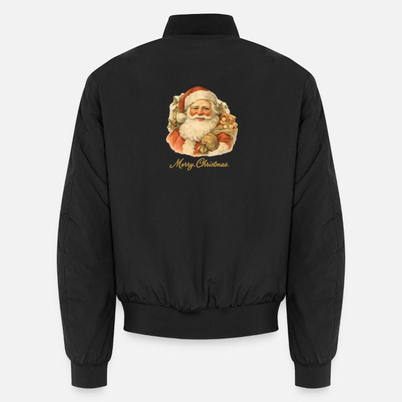 Weihnachtsmann mit Teddybär - Unisex Bomberjacke - Schwarz