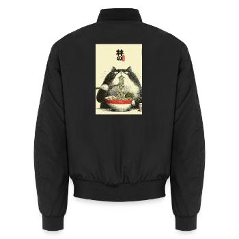 Ramen-Katzen-Ukiyoe-Stil - Unisex Bomberjacke - Schwarz - Hinten - AI Model Male 185 light (185cm)