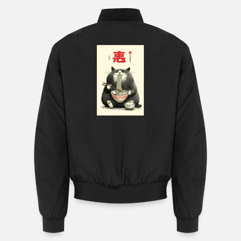 Glückskatzen-Nudelfest - Unisex Bomberjacke - Schwarz