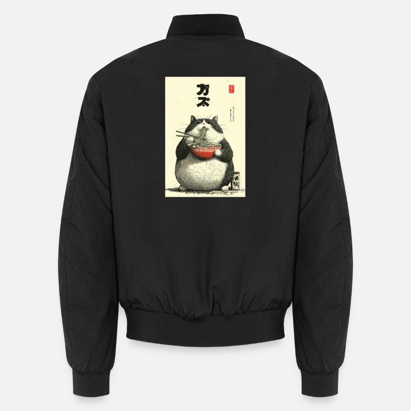 Chonky Cat Ramen Ukiyo-e Unisex Bomber Jacket