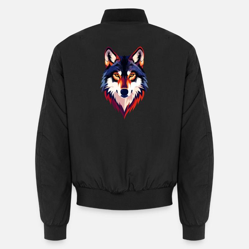 Colored Wolf Head Wolf Look Wolf Head Motif Unisex Bomber Jacket
