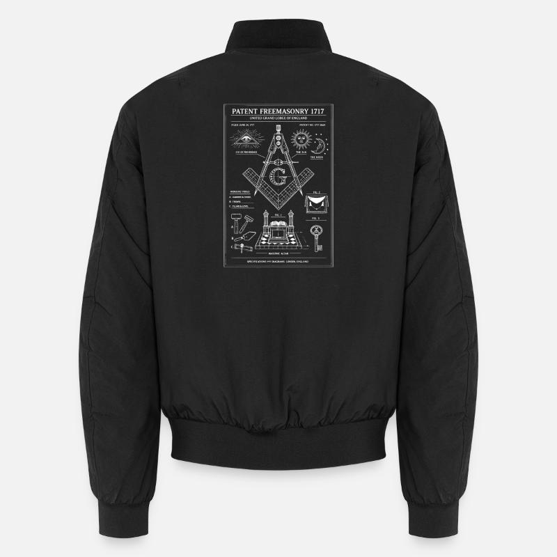 Masonic Compass Eye Emblem - Unisex Bomber Jacket - black