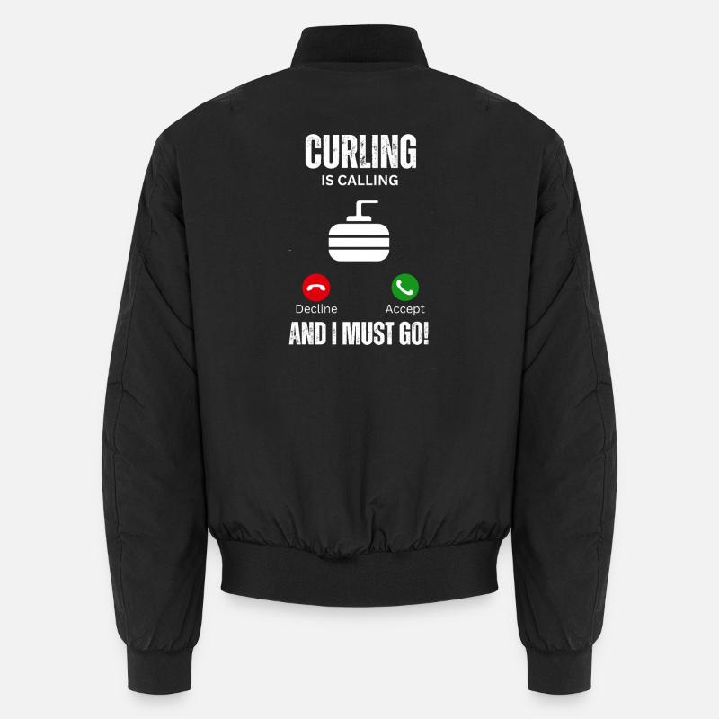 curling is calling and I must go Unisex Bomber Jacket