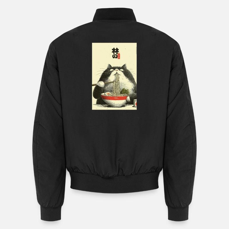 Neko Noodle Feast - Unisex Bomber Jacket - black