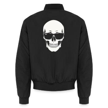 Squelette avec lunettes de soleil en noir et blanc vectoriel - Bomber unisexe - noir - Dos - AI Model Male 185 light (185cm)