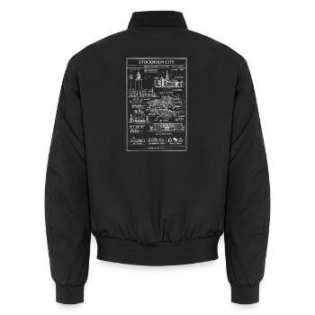 Stockholmer Stadtblaupause - Unisex Bomberjacke - Schwarz - Hinten - AI Model Male 185 light (185cm)