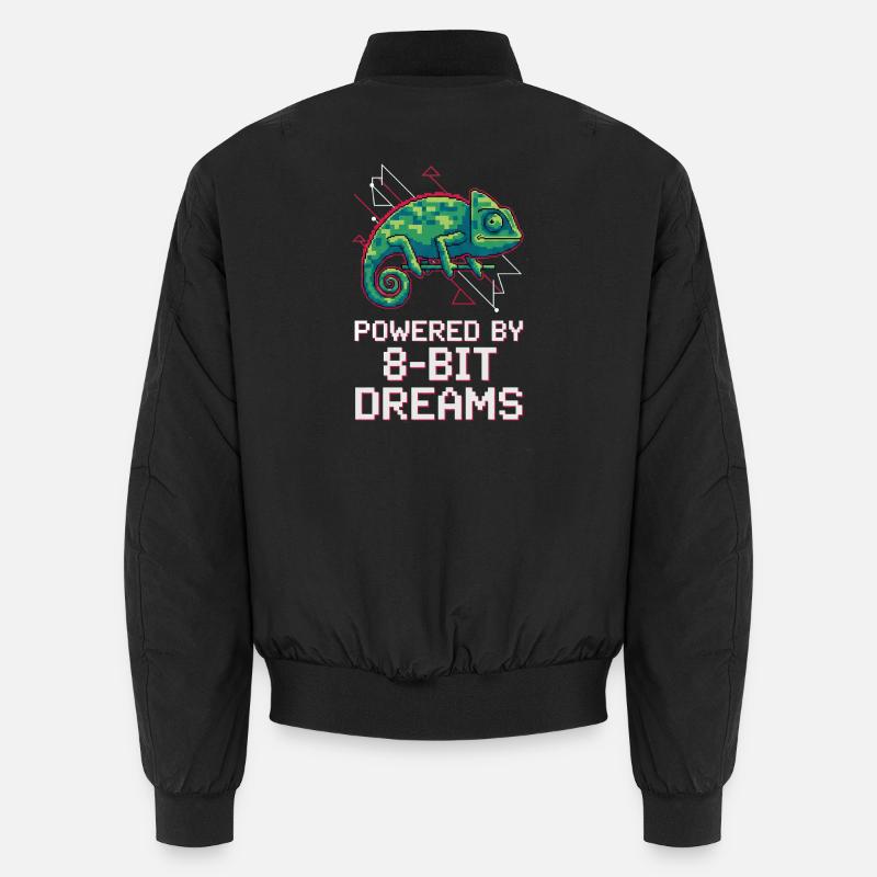 Powered 8-Bit Dreams – Pixel Chamäleon Unisex Bomberjacke