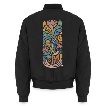 Floraison abstraite - Bomber unisexe - noir - Dos - AI Model Male 185 light (185cm)