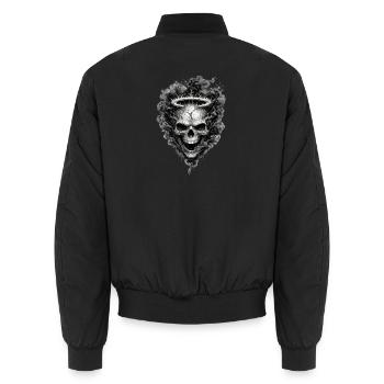Skull With Dark Smoke Gothic Horror Graphic - Unisex Bomber Jacket - black - Back - AI Model Male 185 light (185cm)