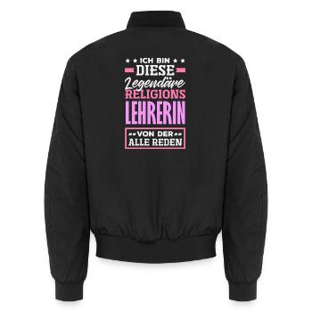 Legendäre Religionslehrerin - Unisex Bomberjacke - Schwarz - Hinten - AI Model Male 185 light (185cm)