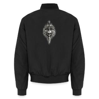 Skull Rose Dagger Gothic Graphic - Unisex Bomber Jacket - black - Back - AI Model Male 185 light (185cm)