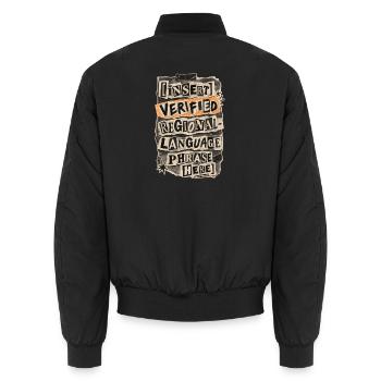 Typographic Collage Regional Phrases - Unisex Bomber Jacket - black - Back - AI Model Male 185 light (185cm)