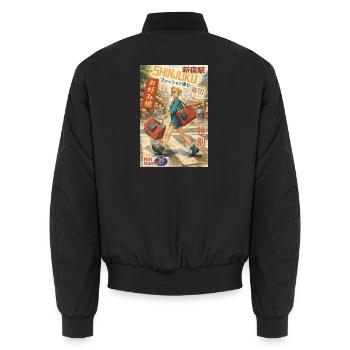 Shinjuku Streetwear Magazine - Unisex Bomberjacke - Schwarz - Hinten - AI Model Male 185 light (185cm)