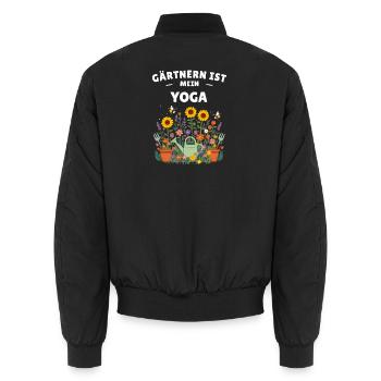 Gärtnern ist mein Yoga – Lustiges Garten Shirt - Unisex Bomberjacke - Schwarz - Hinten - AI Model Male 185 light (185cm)