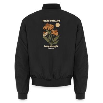 Freude des Herrn Blütenleuchten - Unisex Bomberjacke - Schwarz - Hinten - AI Model Male 185 light (185cm)