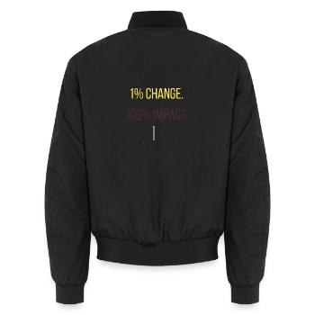 1% Change. 100% Impact. - Motivational Design - Unisex Bomberjacke - Schwarz - Hinten - AI Model Male 185 light (185cm)
