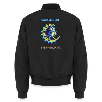 Nachtschicht Sternenlicht - Unisex Bomberjacke - Schwarz - Hinten - AI Model Male 185 light (185cm)