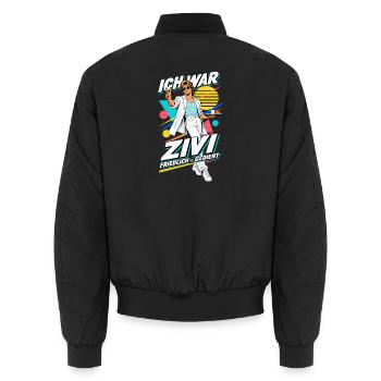 Ich war Zivi – Friedlich gedient im 80er-Look - Unisex Bomberjacke - Schwarz - Hinten - AI Model Male 185 light (185cm)