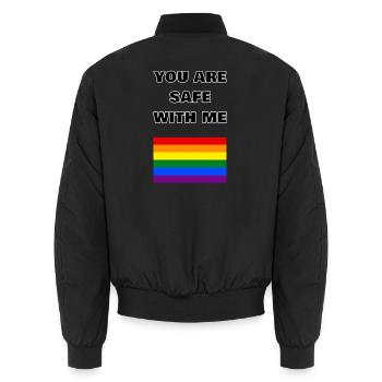 Du bist bei mir sicher, Pride. - Unisex Bomberjacke - Schwarz - Hinten - AI Model Male 185 light (185cm)