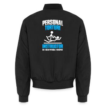 Instructor Physiotherapie Physio Physiotherapeut - Unisex Bomberjacke - Schwarz - Hinten - AI Model Male 185 light (185cm)