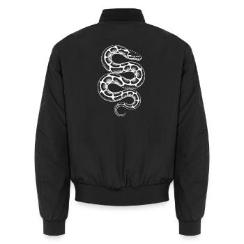 Weiße Schlange Spirale - Unisex Bomberjacke - Schwarz - Hinten - AI Model Male 185 light (185cm)