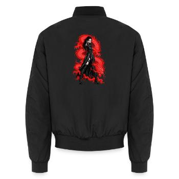 DUNKLE RACHE - Unisex Bomberjacke - Schwarz - Hinten - AI Model Male 185 light (185cm)