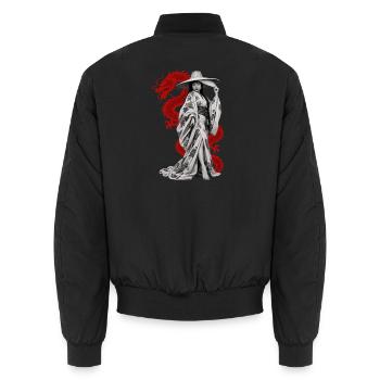 GOLDGRÄBER - Unisex Bomberjacke - Schwarz - Hinten - AI Model Male 185 light (185cm)