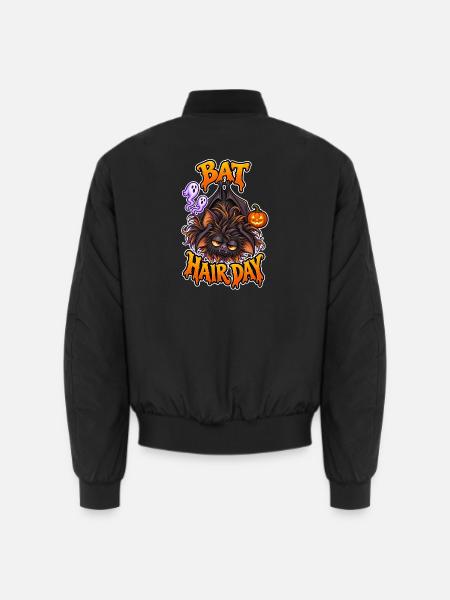 Fledermaushaartag, lustige Halloween-Fledermaus, schlechter Haartag - Unisex Bomberjacke - Schwarz