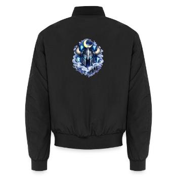 Mondnacht Vikingenkopf - Unisex Bomberjacke - Schwarz - Hinten - AI Model Male 185 light (185cm)