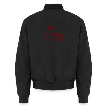 Garten Maulwurf mit Schubkarre – Vintage Line Art - Unisex Bomberjacke - Schwarz - Hinten - AI Model Male 185 light (185cm)