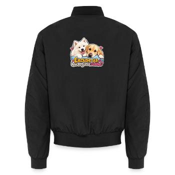 Hunde fragen: Wann sind die Tierheime? - Unisex Bomberjacke - Schwarz - Hinten - AI Model Male 185 light (185cm)